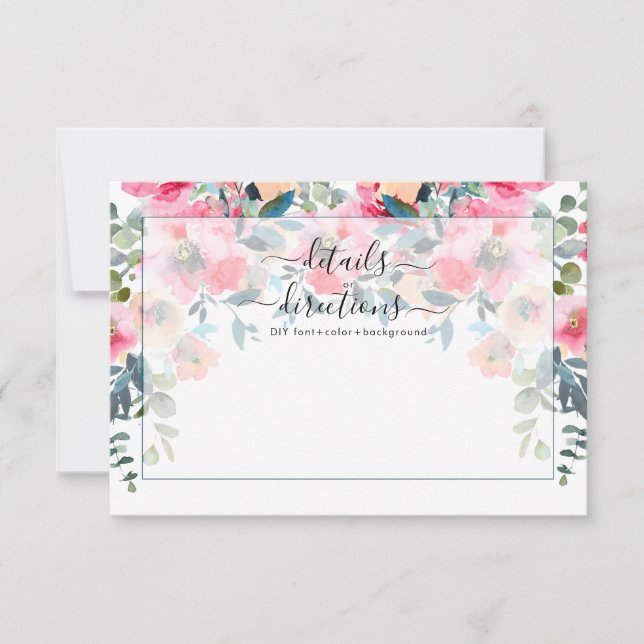 Red Garden Roses Watercolor Flowers Details Invitation (Front)