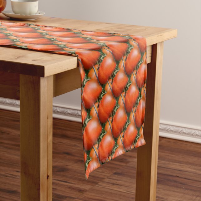 Red Garden Tomatoes Nature Pattern Short Table Runner (In Situ)