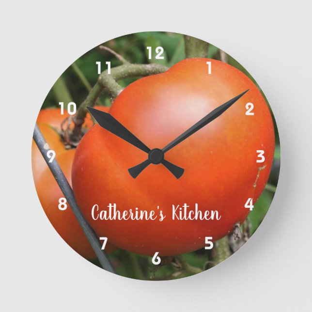 Red Garden Tomatoes Personalised  Round Clock (Front)