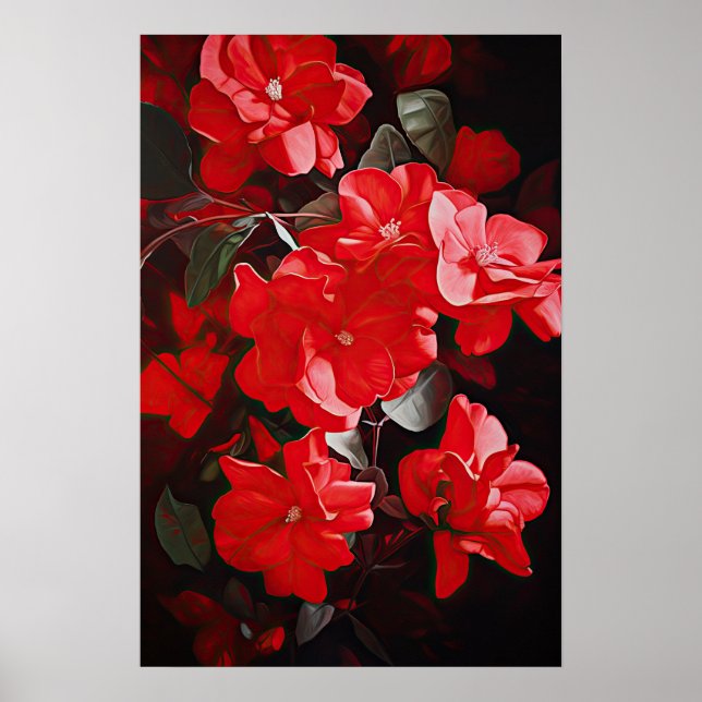 Red Gardenias Flower Art Print Poster (Front)