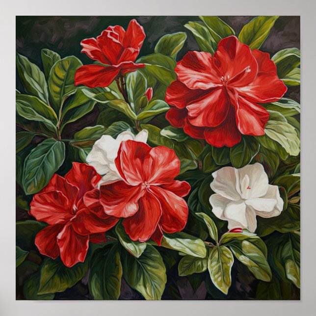 Red Gardenias Flower Art Print Poster (Front)