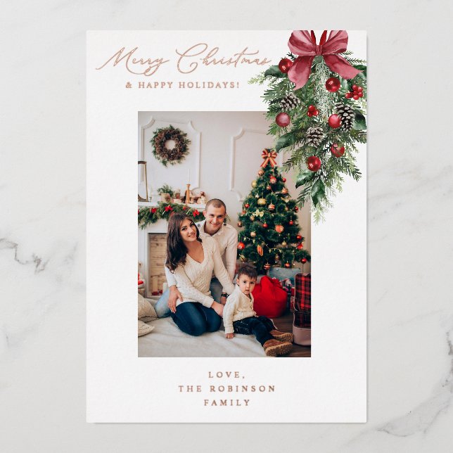 Red Garland Ornament Merry Christmas V Photo (Front)