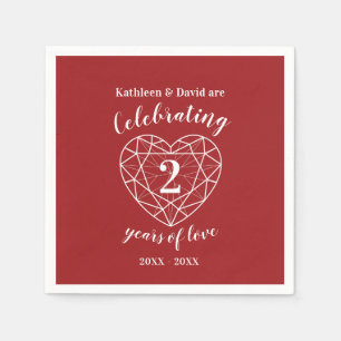 Red garnet anniversary 2 years of love napkins