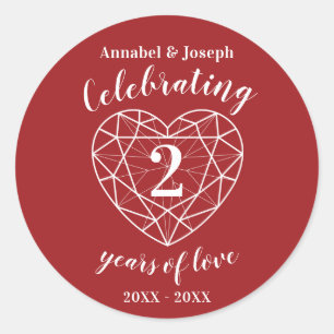 Red garnet anniversary 2 years of love stickers