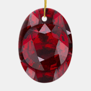 RED  GARNET GEMS JANUARY BIRTHSTONE CERAMIC TREE DECORATION