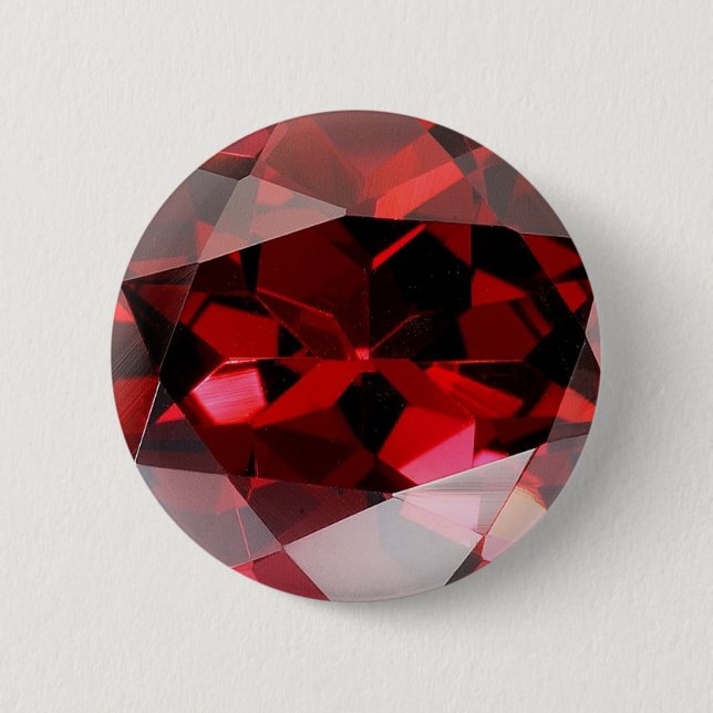 Red Garnet Gemstone January Birthstone 6 Cm Round Badge (Front)