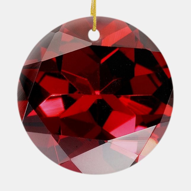Red Garnet Gemstone January Birthstone Ceramic Tree Decoration (Back)