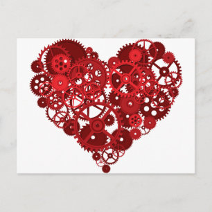 Red Gears Heart Postcard