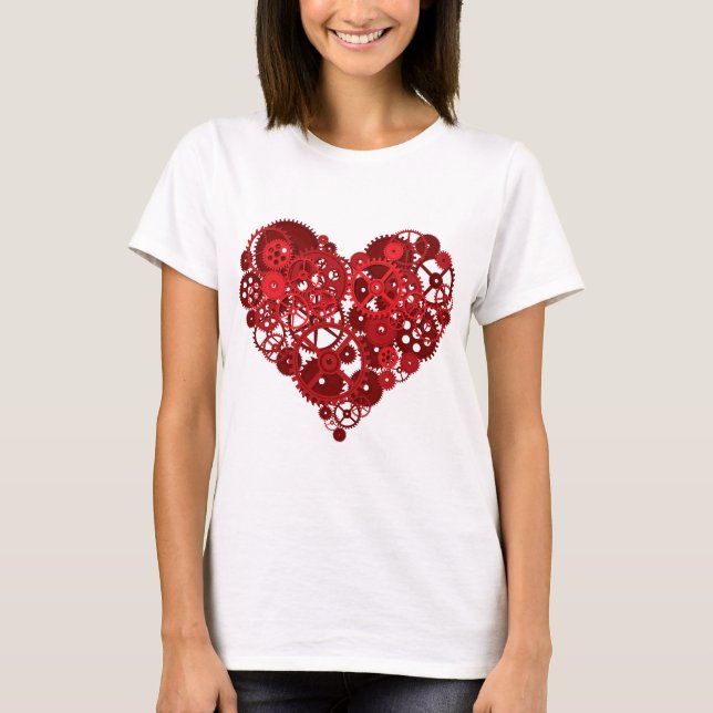 Red Gears Heart T-Shirt (Front)