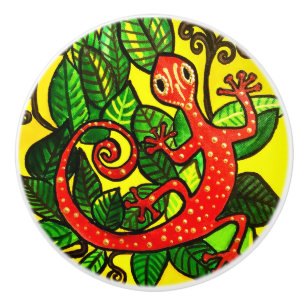 Red Gecko Ceramic Knob