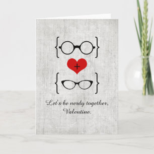 Red Geeky Glasses Valentine's Day Card