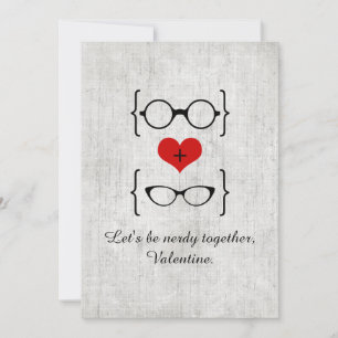 Red Geeky Glasses Valentine's Day Flat Card
