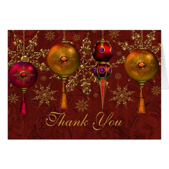 Red Gem Bauble Festive Christmas Thank You Card