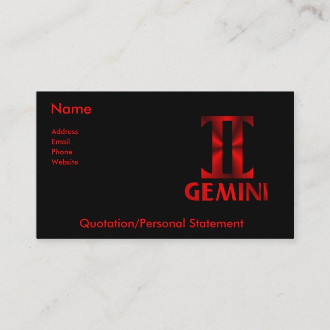 Red Gemini Horoscope Symbol Business Card (Front)
