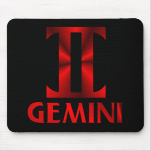 Red Gemini Horoscope Symbol Mouse Mat