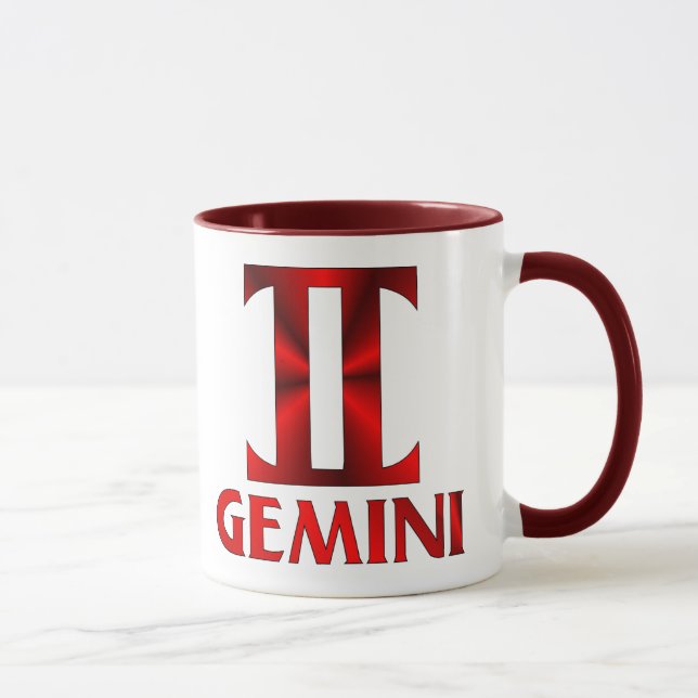 Red Gemini Horoscope Symbol Mug (Right)