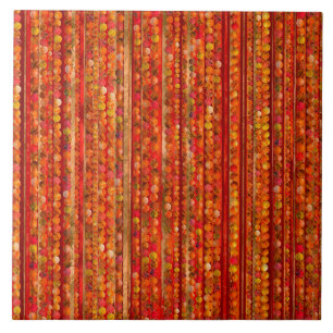 Red Gemstone Beads and Stripes Tile