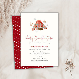 Red Gender Neutral Winter Clothes Baby Shower Invitation