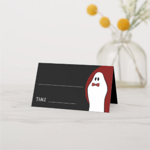 Red Gentleman Ghost Halloween Wedding Place Card
