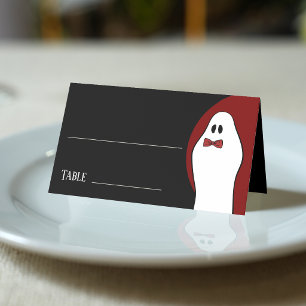 Red Gentleman Ghost Halloween Wedding Place Card