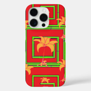 Red Geo Floral iPhone 16 Pro Case