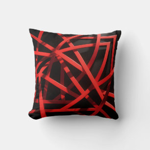 Red Geometric Abstract Chaos Cushion