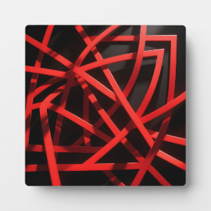 Red Geometric Abstract Chaos Plaque