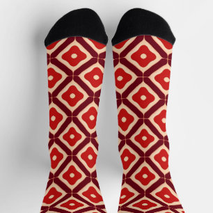 Red Geometric Abstract Design Socks