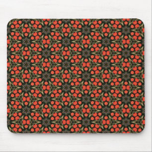 Red Geometric Floral Pattern Mouse Mat