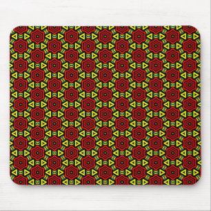 Red Geometric Flower Mouse Mat