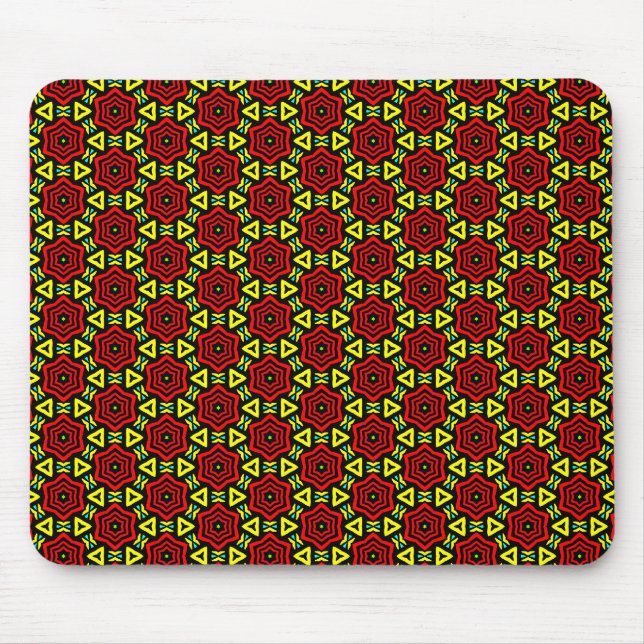 Red Geometric Flower Mouse Mat (Front)