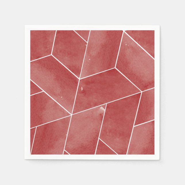 Red Geometric Gala Napkins (Front)