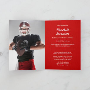 Red Geometric Graduation Photo  Invitation