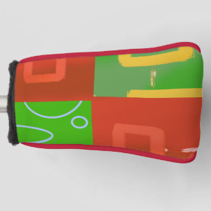 Red Geometric Green Loops Golf Head Cover