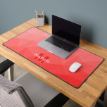 Red Geometric Mesh Pattern monogram Desk Mat<br><div class="desc">Monogram Personalise with your custom initial and name. Unique cool desk mat for her office,  room,  work,  gaming room.. 
Red Gradient Geometric Mesh Pattern. Subtle modern design Elegant and cool Triangle geometric meshed gradient.</div>