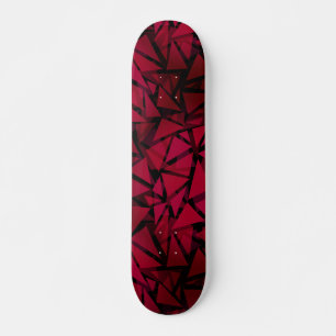 Red geometric modern polygonal pattern skateboard