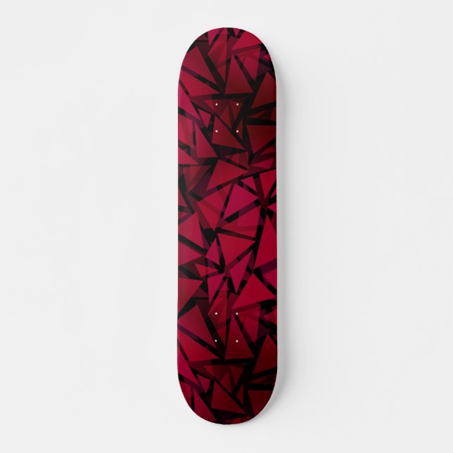 Red geometric modern polygonal pattern skateboard (Front)