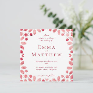 Red Geometric Moroccan Tile Square Wedding Invitation