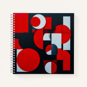 🔺 Red Geometric Office Gift For Students  Notebook