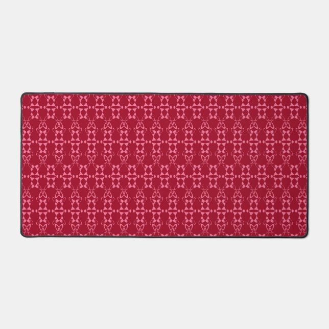 Red geometric ornament pattern retro desk mat (Front)