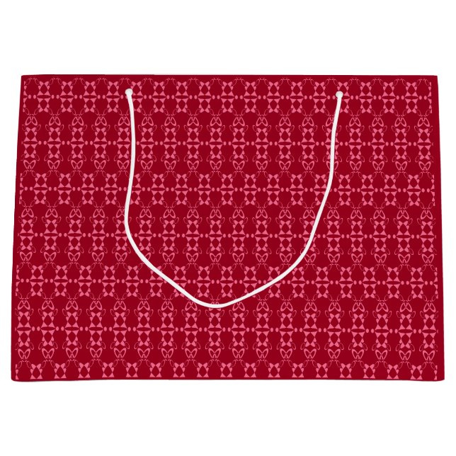 Red geometric ornament pattern retro large gift bag (Front)
