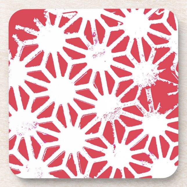 Red geometric pattern coaster (Front)