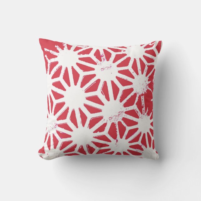 Red geometric pattern cushion (Front)