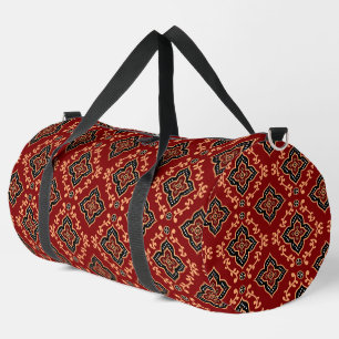 Red Geometric Pattern / Indian Print Duffle Bag