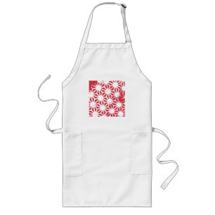 Red geometric pattern long apron