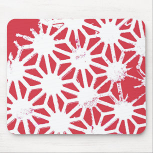 Red geometric pattern mouse mat