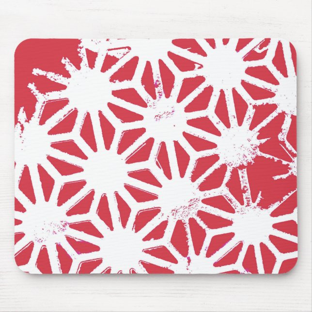 Red geometric pattern mouse mat (Front)