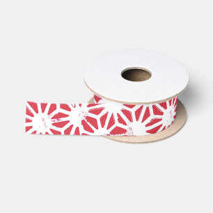 Red geometric pattern satin ribbon