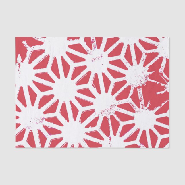 Red geometric pattern tissue paper (Front)