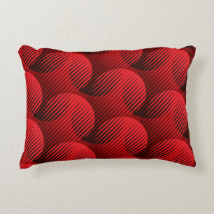 Red Geometric: Raster Line Art Decorative Cushion